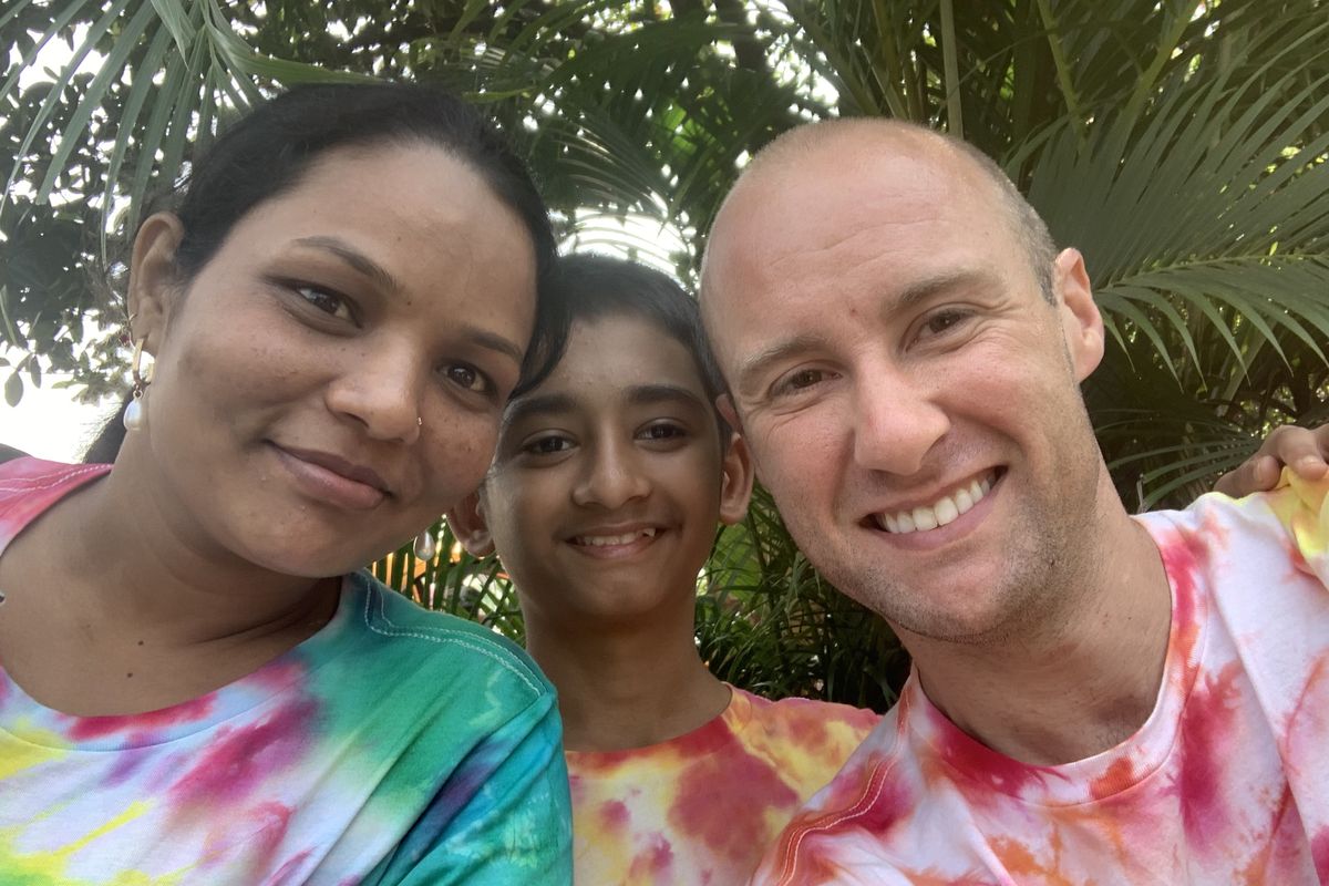 With friends in India