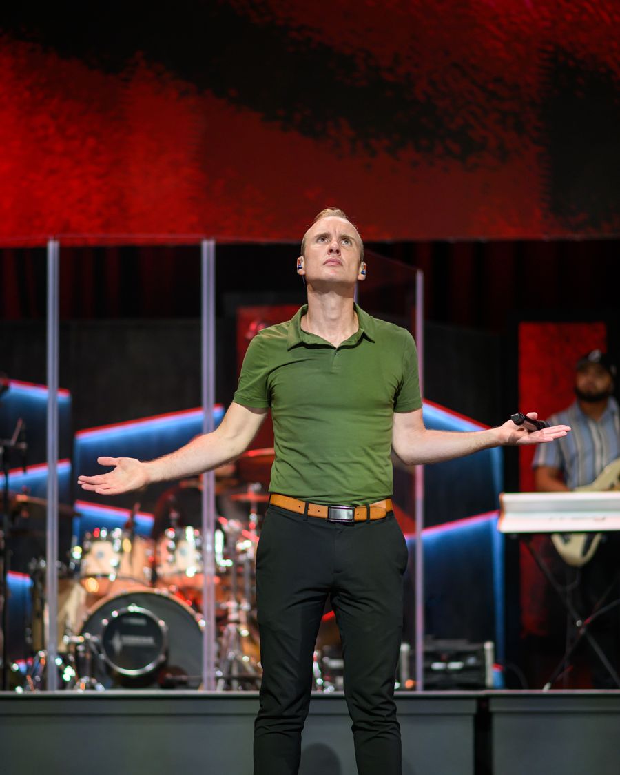 On the stage at Times Square Church