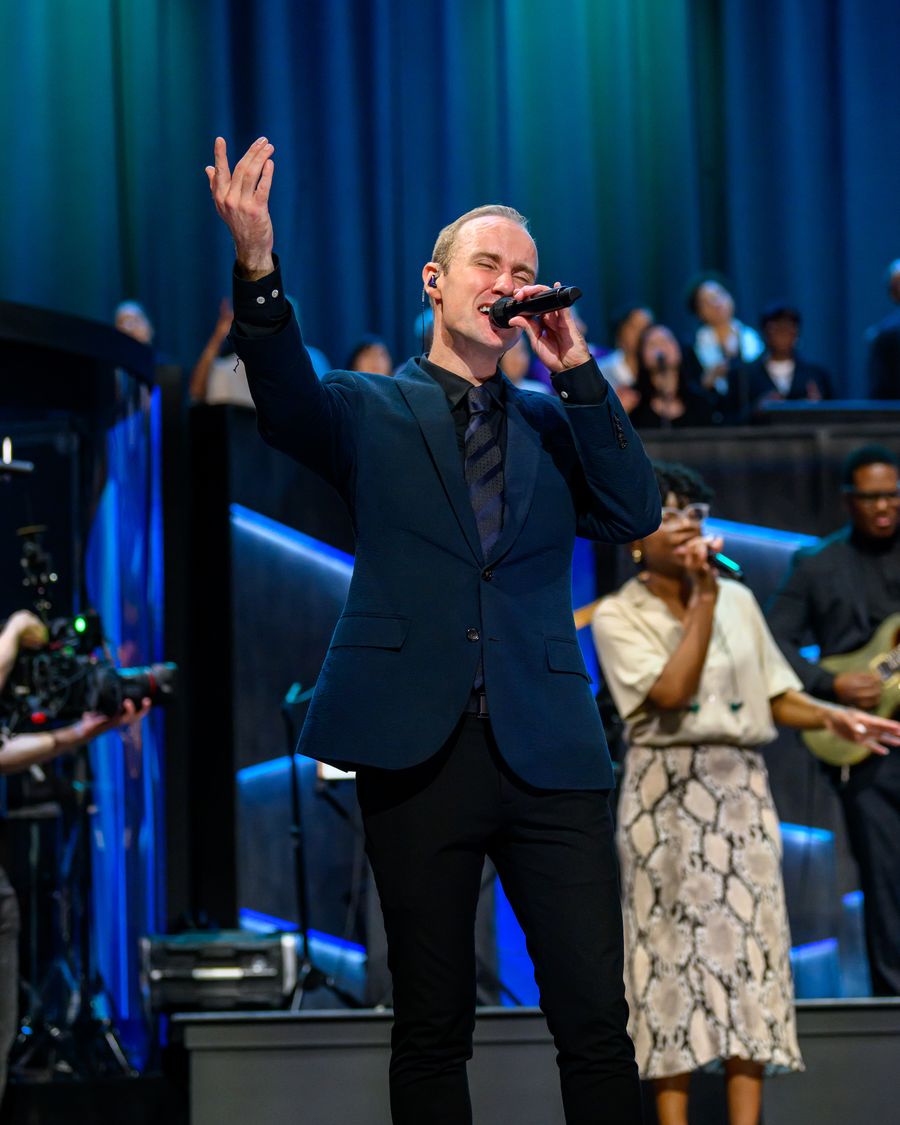 Leading worship at Times Square Church